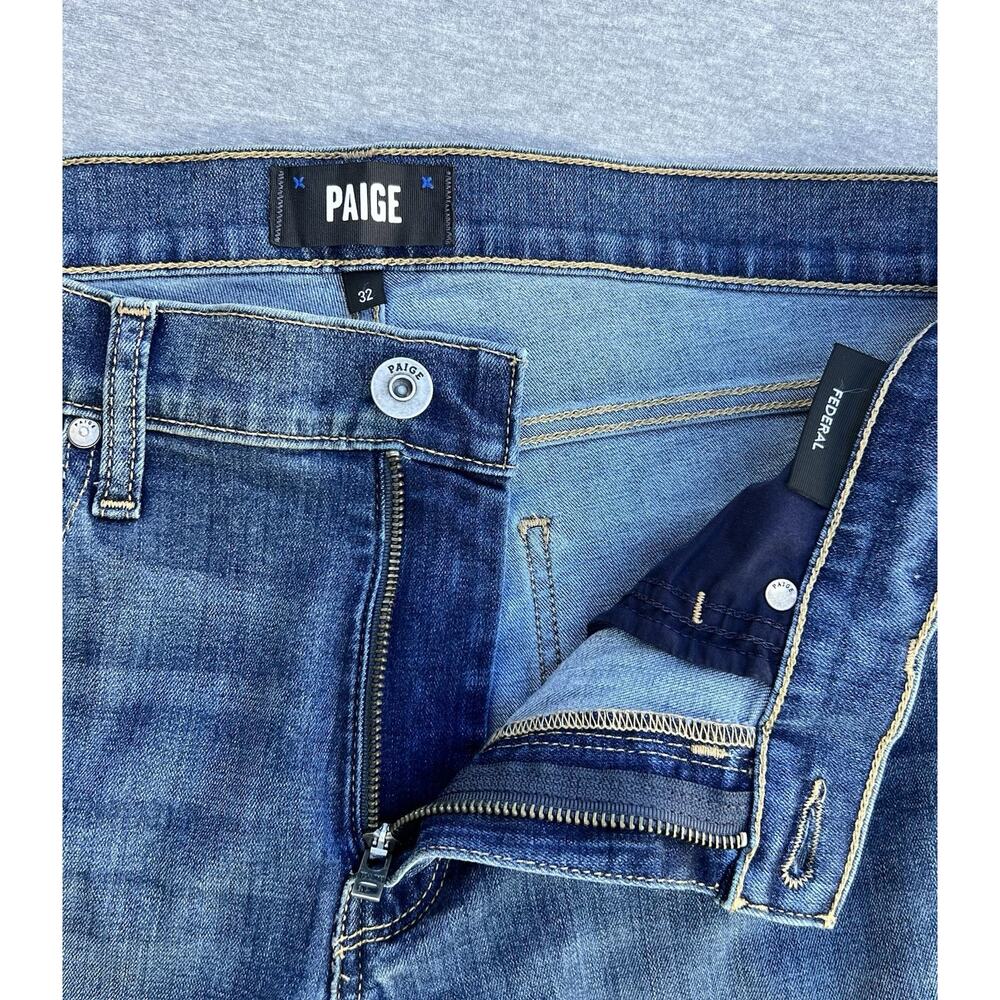 PAIGE Federal Slim Straight Stretch Jeans Medium Wash Blue 32 x 32 NWT - Picture 8 of 11